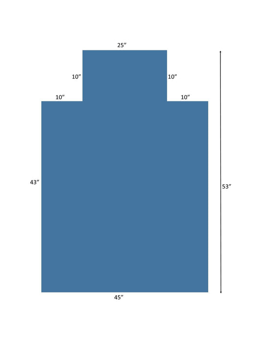 Executive: 45 x 53 Single Lip (10" x 25" lip)  .250" Clear Vinyl Chairmat