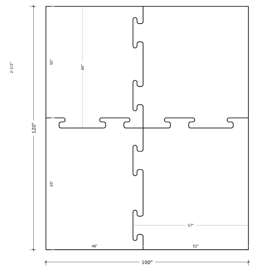 Custom Mat | Jane Hilleren | Link Mat | Executive Studded for Carpet | Beveled | 4 Pieces | Cut Per Drawing