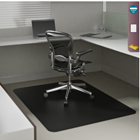 Hard Surfaces Custom: 60 x 72 Extension Left .110" Black Vinyl Chairmat