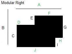 Economy Custom: 60 x 96 Modular Right .130" Black Vinyl Chairmat