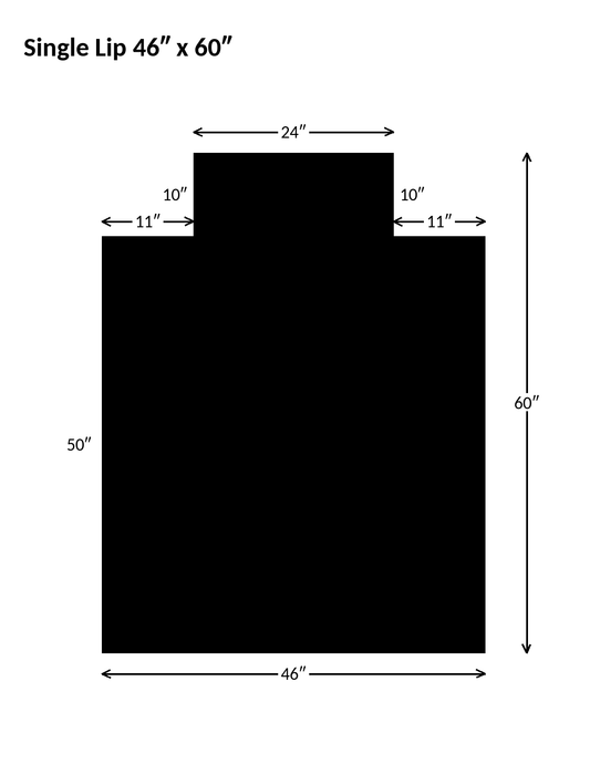 Hard Surfaces (Black): 46 x 60 Single Lip (10" x 24" Lip) .110" Black Vinyl Chairmat