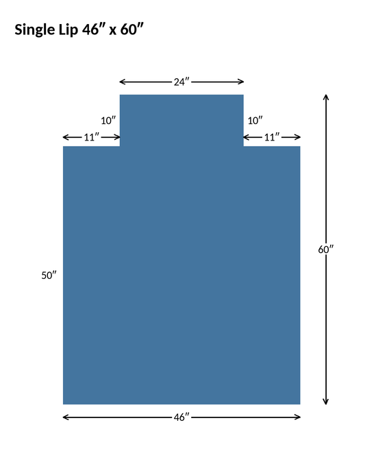Economy: 46 x 60 Single Lip (10" x 24" Lip) .130" Clear Vinyl Chairmat