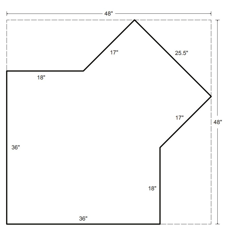 Custom Chair Mat | Material Type : Hard Floor Clear -   Beveled Edge: Yes -   Venting: No