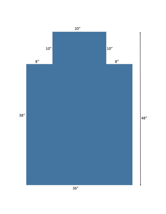 Economy: 36 x 48 Single Lip (10" x 20" lip)  .130" Clear Vinyl Chairmat