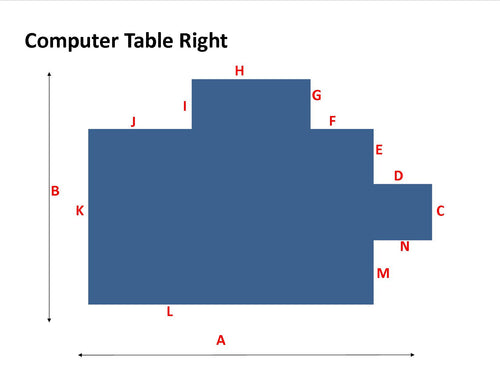 Economy Custom: 45 x 53 Computer Table Right .130