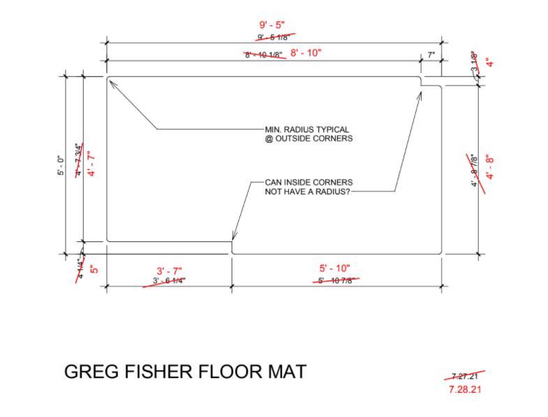 Custom Mat | Greg Fisher | Hard Surface Clear | No Bevel | Cut Per Drawing